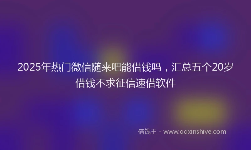 2025年热门微信随来吧能借钱吗，汇总五个20岁借钱不求征信速借软件