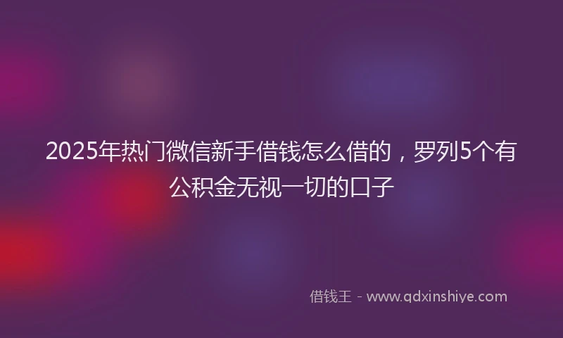 2025年热门微信新手借钱怎么借的，罗列5个有公积金无视一切的口子