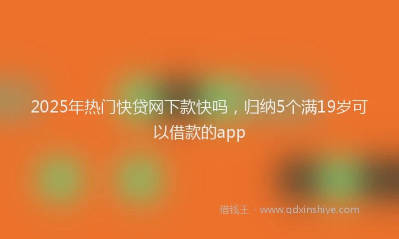 2025年热门快贷网下款快吗，归纳5个满19岁可以借款的app