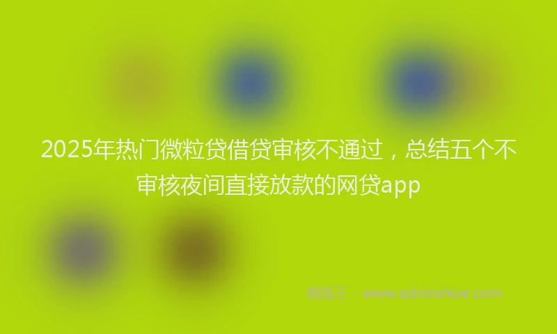 2025年热门微粒贷借贷审核不通过，总结五个不审核夜间直接放款的网贷app