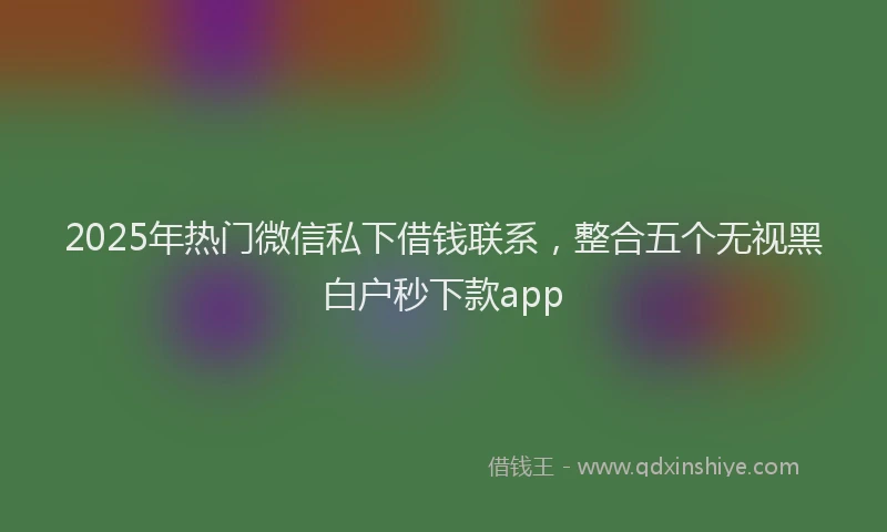 2025年热门微信私下借钱联系，整合五个无视黑白户秒下款app