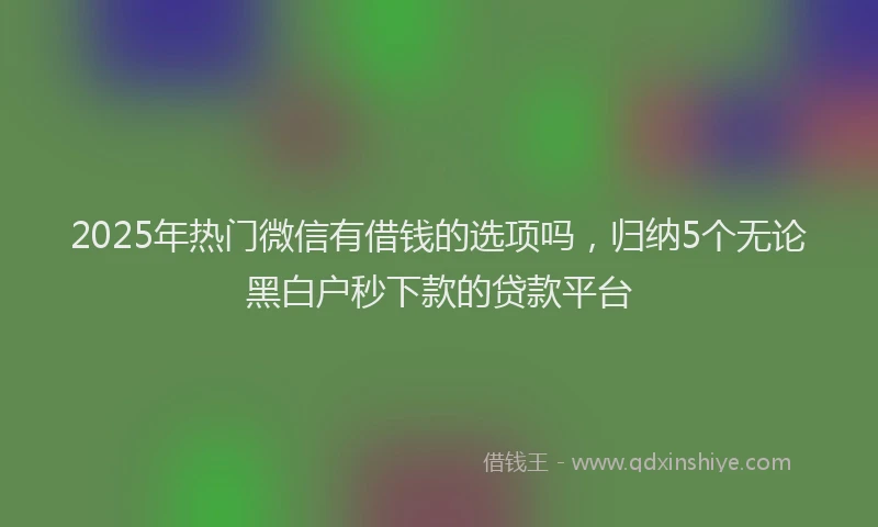 2025年热门微信有借钱的选项吗，归纳5个无论黑白户秒下款的贷款平台