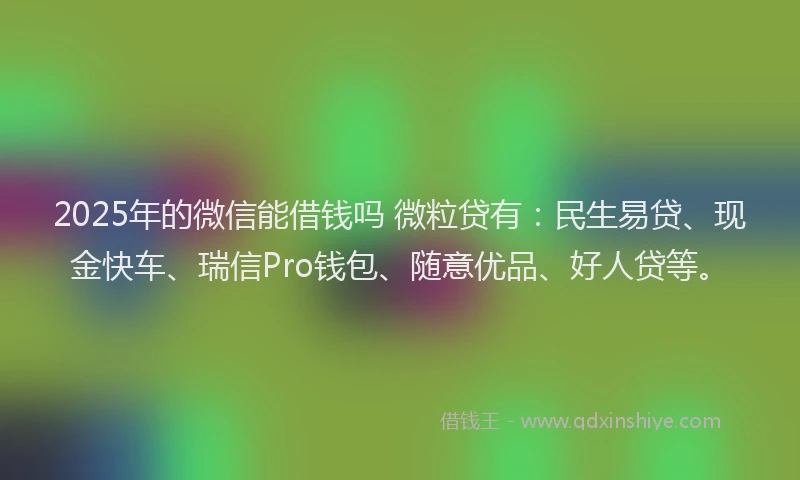 2025年的微信能借钱吗 微粒贷有：民生易贷、现金快车、瑞信Pro钱包、随意优品、好人贷等。