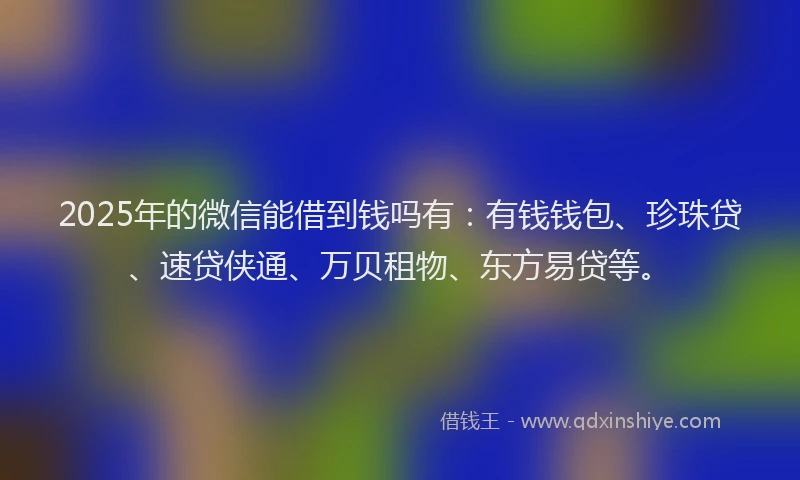 2025年的微信能借到钱吗有：有钱钱包、珍珠贷、速贷侠通、万贝租物、东方易贷等。
