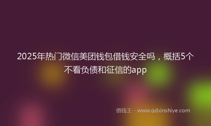 2025年热门微信美团钱包借钱安全吗，概括5个不看负债和征信的app