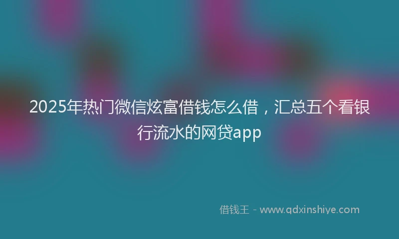 2025年热门微信炫富借钱怎么借，汇总五个看银行流水的网贷app