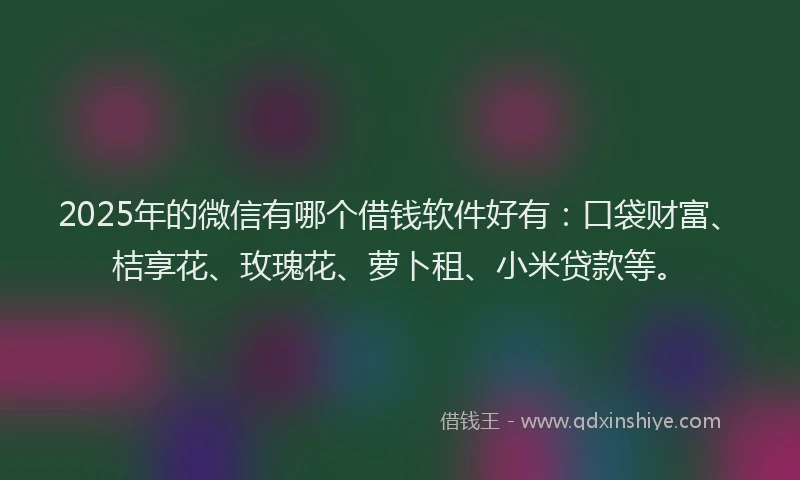 2025年的微信有哪个借钱软件好有：口袋财富、桔享花、玫瑰花、萝卜租、小米贷款等。