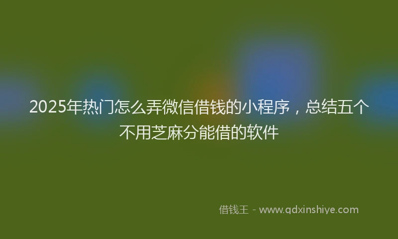2025年热门怎么弄微信借钱的小程序，总结五个不用芝麻分能借的软件