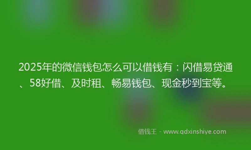 2025年的微信钱包怎么可以借钱有：闪借易贷通、58好借、及时租、畅易钱包、现金秒到宝等。