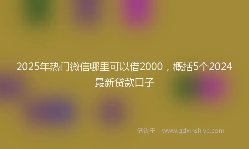 2025年热门微信哪里可以借2000，概括5个2024最新贷款口子