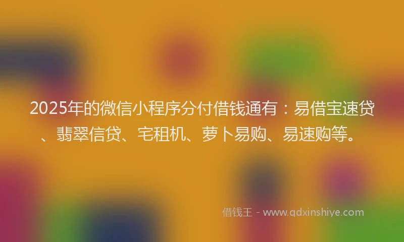2025年的微信小程序分付借钱通有：易借宝速贷、翡翠信贷、宅租机、萝卜易购、易速购等。