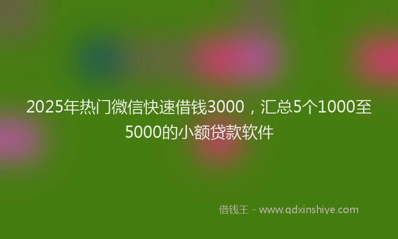 2025年热门微信快速借钱3000，汇总5个1000至5000的小额贷款软件