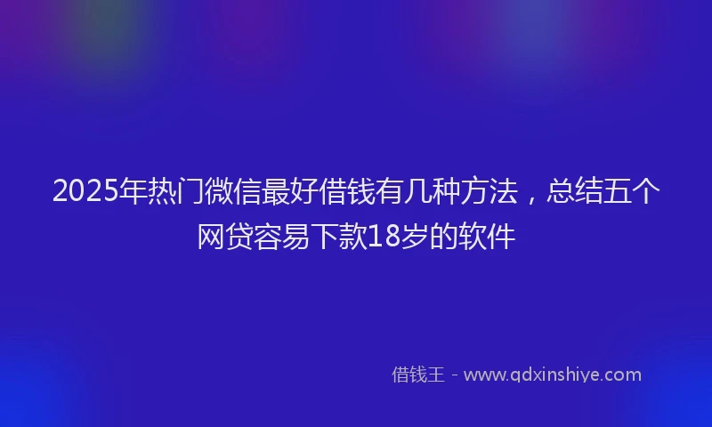 2025年热门微信最好借钱有几种方法,总结五个网贷容易下款18岁的软件