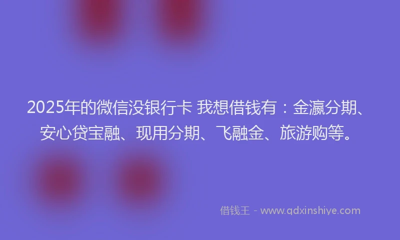 2025年的微信没银行卡 我想借钱有：金瀛分期、安心贷宝融、现用分期、飞融金、旅游购等。