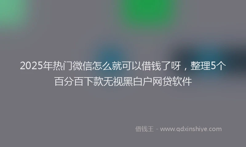 2025年热门微信怎么就可以借钱了呀，整理5个百分百下款无视黑白户网贷软件