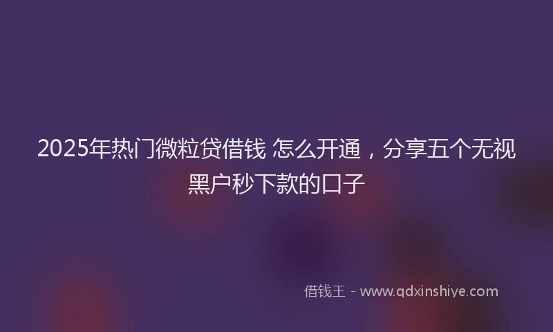 2025年热门微粒贷借钱 怎么开通，分享五个无视黑户秒下款的口子