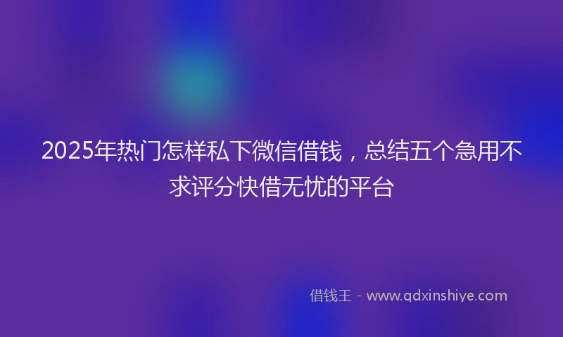 2025年热门怎样私下微信借钱，总结五个急用不求评分快借无忧的平台