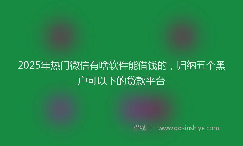 2025年热门微信有啥软件能借钱的，归纳五个黑户可以下的贷款平台