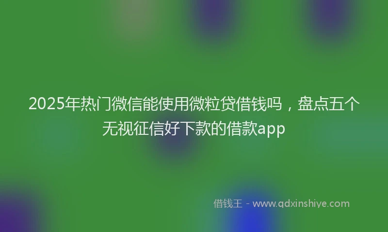 2025年热门微信能使用微粒贷借钱吗，盘点五个无视征信好下款的借款app