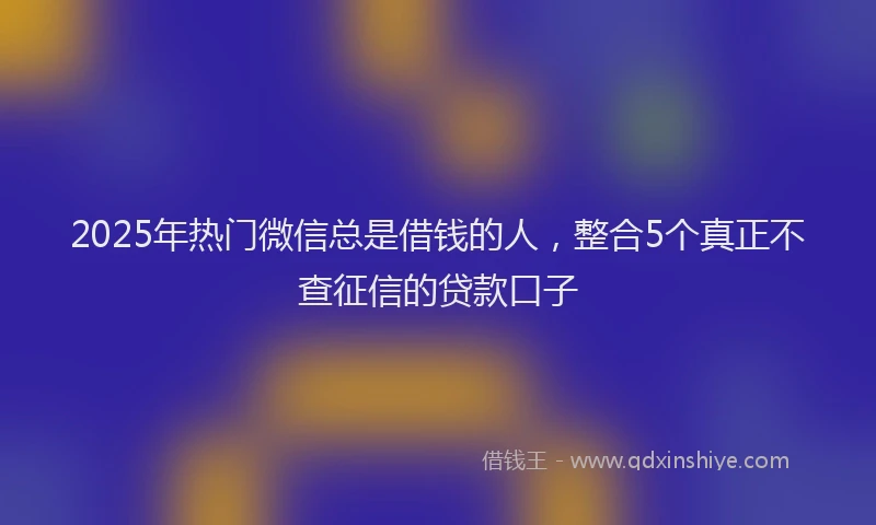 2025年热门微信总是借钱的人，整合5个真正不查征信的贷款口子
