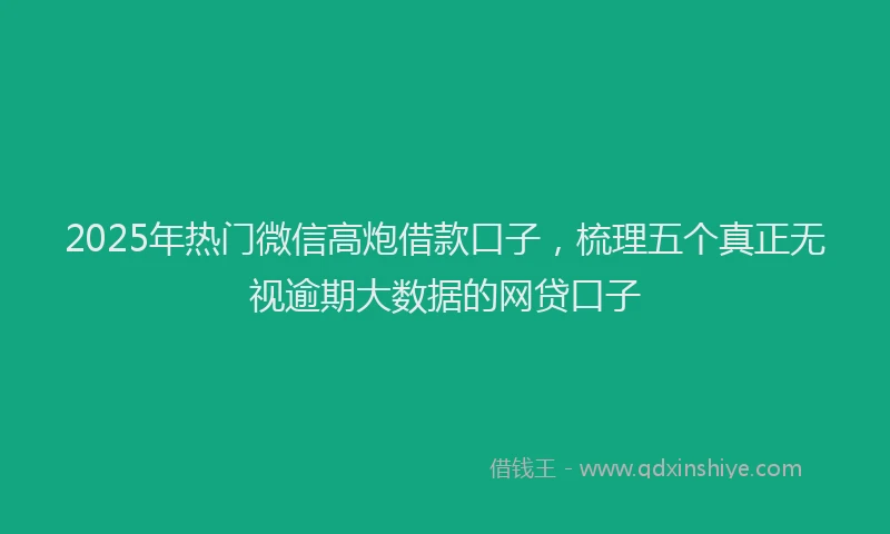 2025年热门微信高炮借款口子，梳理五个真正无视逾期大数据的网贷口子
