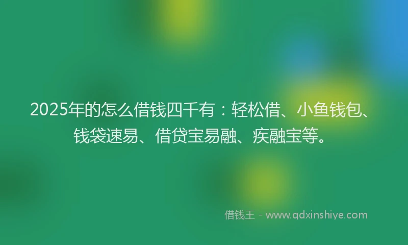 2025年的怎么借钱四千有：轻松借、小鱼钱包、钱袋速易、借贷宝易融、疾融宝等。