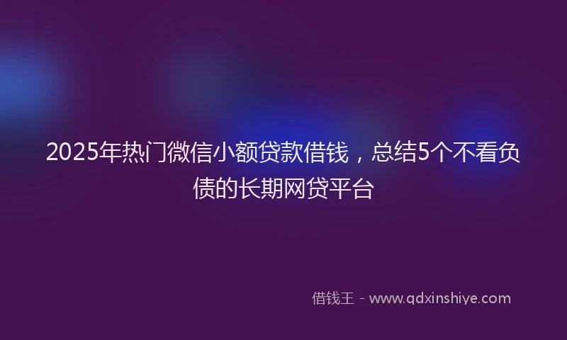 2025年热门微信小额贷款借钱，总结5个不看负债的长期网贷平台