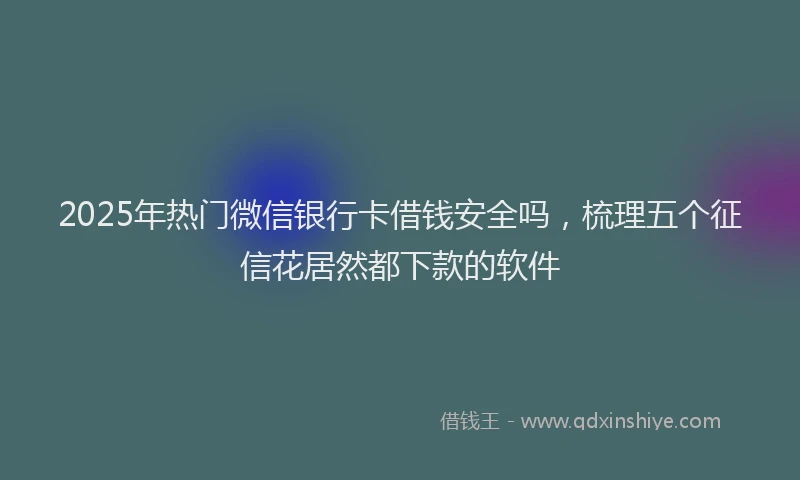 2025年热门微信银行卡借钱安全吗，梳理五个征信花居然都下款的软件