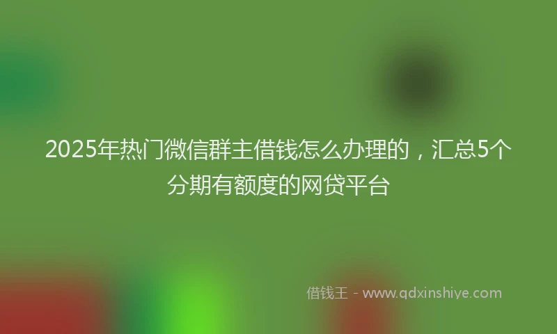 2025年热门微信群主借钱怎么办理的，汇总5个分期有额度的网贷平台