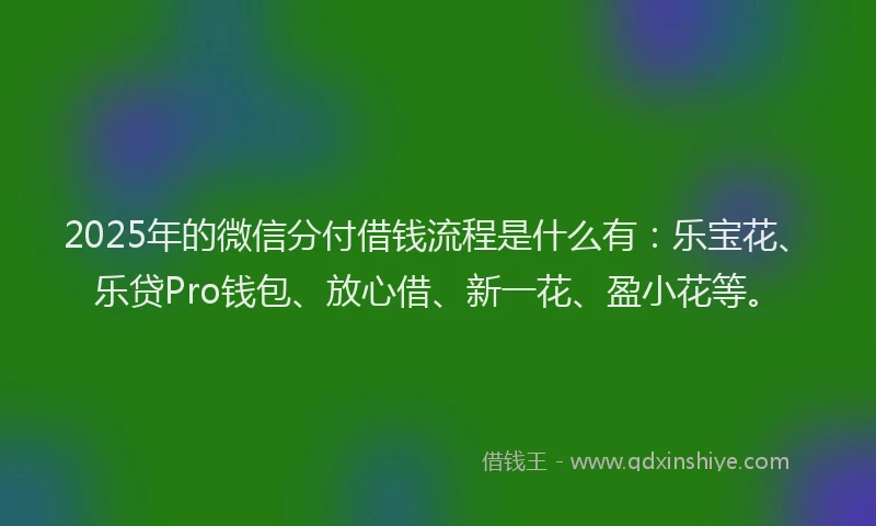 2025年的微信分付借钱流程是什么有：乐宝花、乐贷Pro钱包、放心借、新一花、盈小花等。