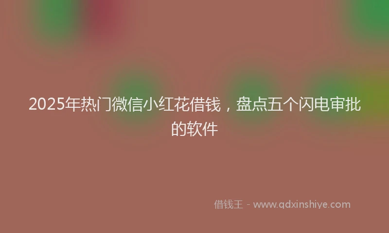 2025年热门微信小红花借钱，盘点五个闪电审批的软件