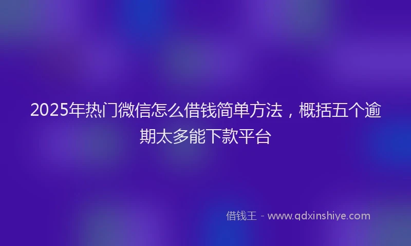 2025年热门微信怎么借钱简单方法，概括五个逾期太多能下款平台