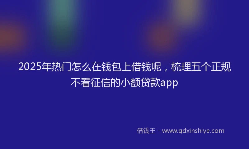 2025年热门怎么在钱包上借钱呢,梳理五个正规不看征信的小额贷款app