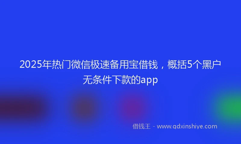 2025年热门微信极速备用宝借钱，概括5个黑户无条件下款的app