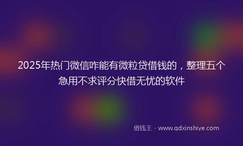 2025年热门微信咋能有微粒贷借钱的，整理五个急用不求评分快借无忧的软件