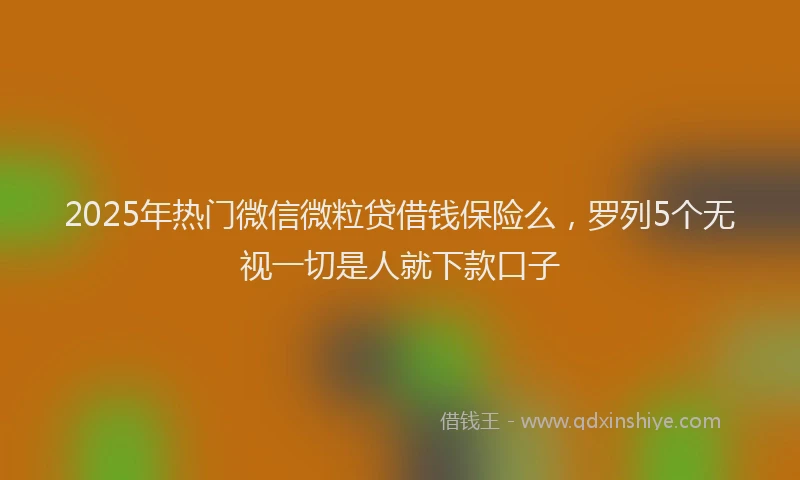 2025年热门微信微粒贷借钱保险么，罗列5个无视一切是人就下款口子
