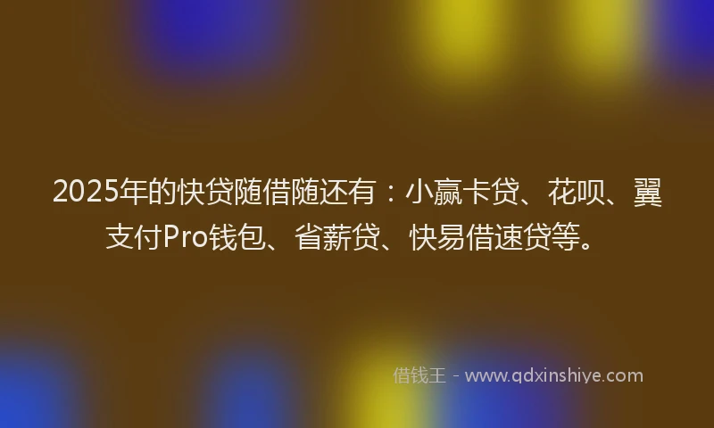 2025年的快贷随借随还有：小赢卡贷、花呗、翼支付Pro钱包、省薪贷、快易借速贷等。