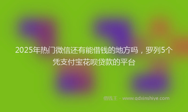 2025年热门微信还有能借钱的地方吗，罗列5个凭支付宝花呗贷款的平台