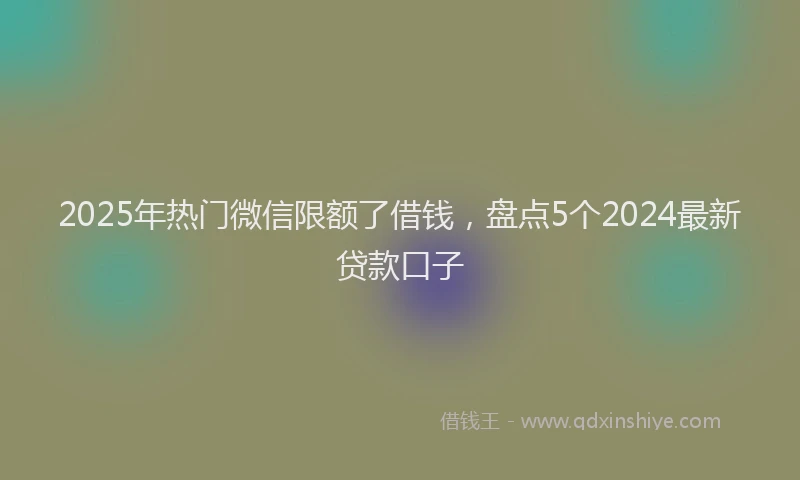 2025年热门微信限额了借钱，盘点5个2024最新贷款口子