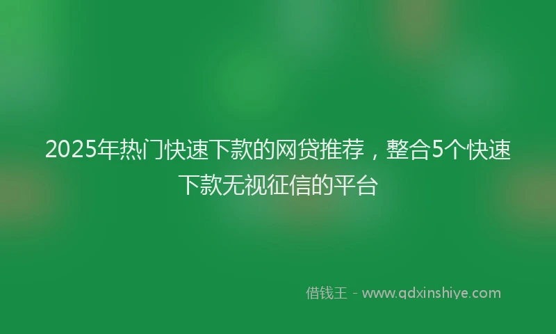 2025年热门快速下款的网贷推荐，整合5个快速下款无视征信的平台