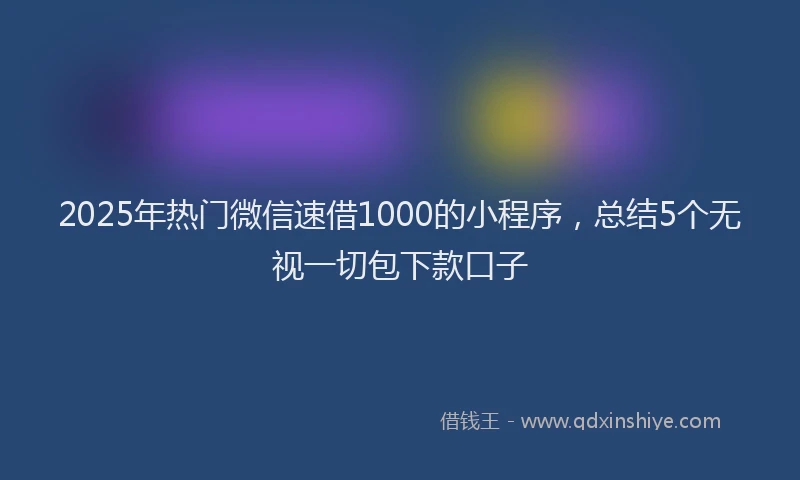 2025年热门微信速借1000的小程序，总结5个无视一切包下款口子