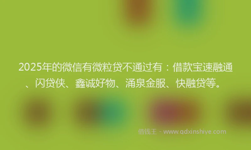2025年的微信有微粒贷不通过有：借款宝速融通、闪贷侠、鑫诚好物、涌泉金服、快融贷等。