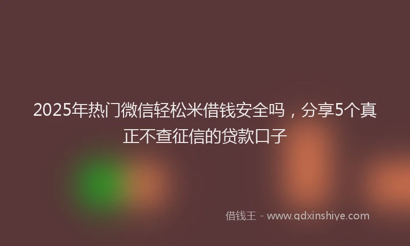 2025年热门微信轻松米借钱安全吗，分享5个真正不查征信的贷款口子