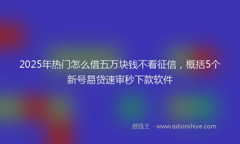 2025年热门怎么借五万块钱不看征信，概括5个新号易贷速审秒下款软件