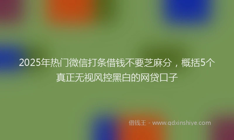 2025年热门微信打条借钱不要芝麻分，概括5个真正无视风控黑白的网贷口子