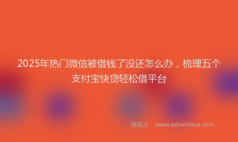 2025年热门微信被借钱了没还怎么办，梳理五个支付宝快贷轻松借平台