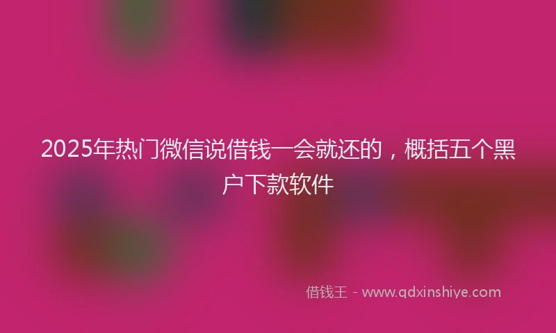 2025年热门微信说借钱一会就还的，概括五个黑户下款软件