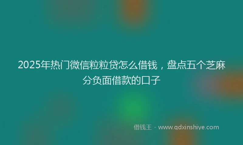 2025年热门微信粒粒贷怎么借钱，盘点五个芝麻分负面借款的口子