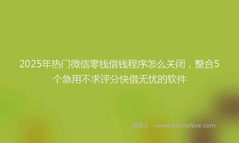 2025年热门微信零钱借钱程序怎么关闭，整合5个急用不求评分快借无忧的软件