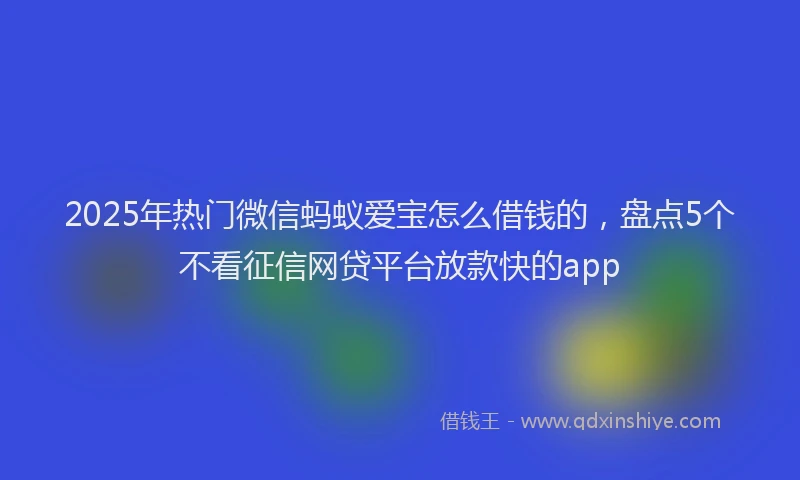 2025年热门微信蚂蚁爱宝怎么借钱的，盘点5个不看征信网贷平台放款快的app